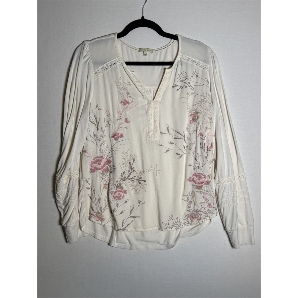 Kate & Sam Womens Long Sleeve Blouse Size L Button Up Casual Office Top